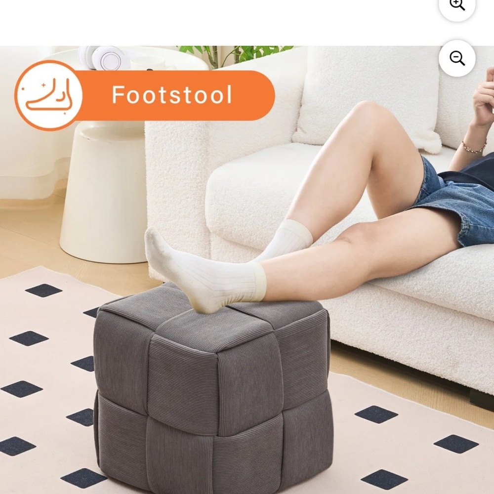 Gray Textured Cube Ottoman - Picture 5 of 6